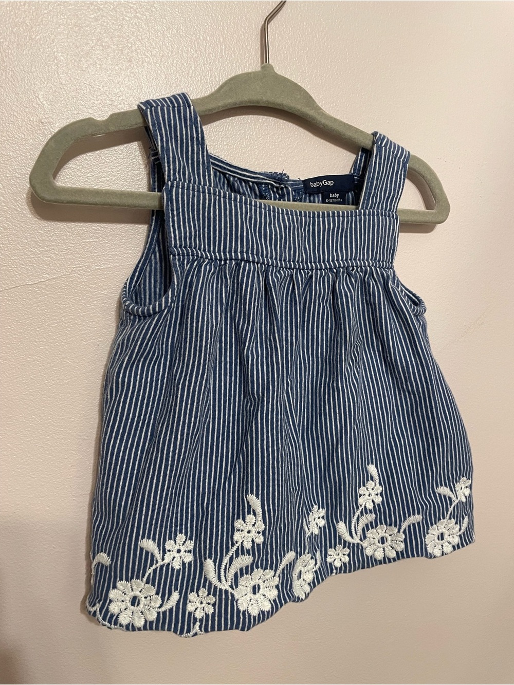 baby GAP Blue Striped Embroidered Baby Tank Top